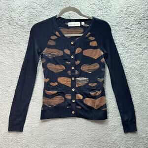 Anthropologie Charlie & Robin Women's XS Knit Cardigan Long Sleeves Heart Design